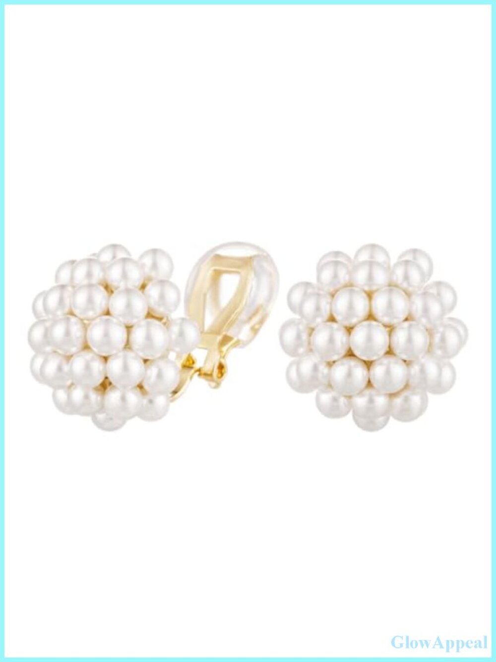 Simulated Pearl Clip-On Earrings Gold Plated Cluster Non-Pierced